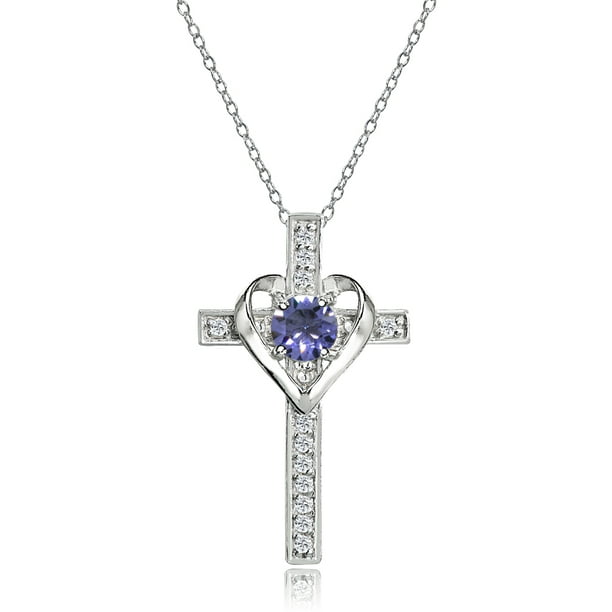 90s Fashion Jewelry Rainbow Topaz & Tanzanite Gemstone Silver Pendant Necklace